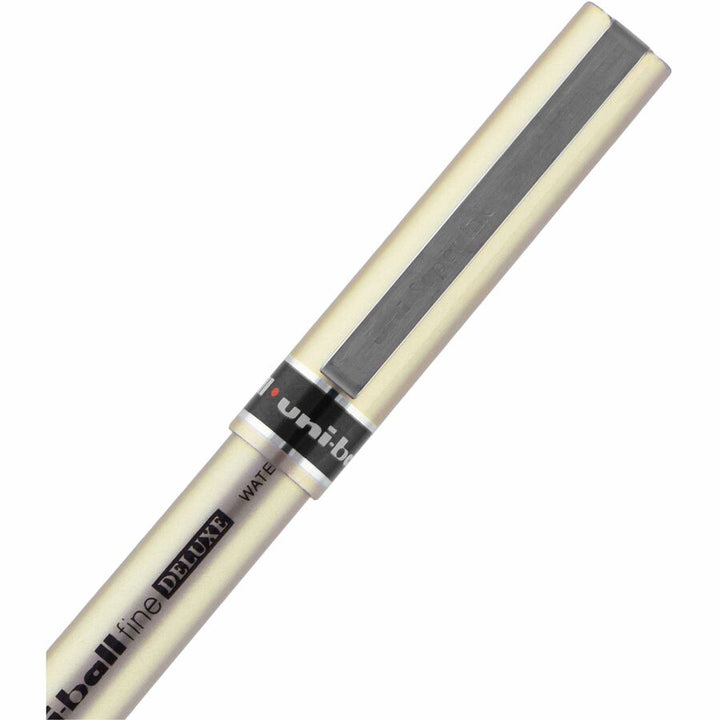 Image of uniball® Deluxe Rollerball Pen, Stick, Fine 0.7 mm, Blue Ink, Champagne/Black/Blue Barrel, Dozen