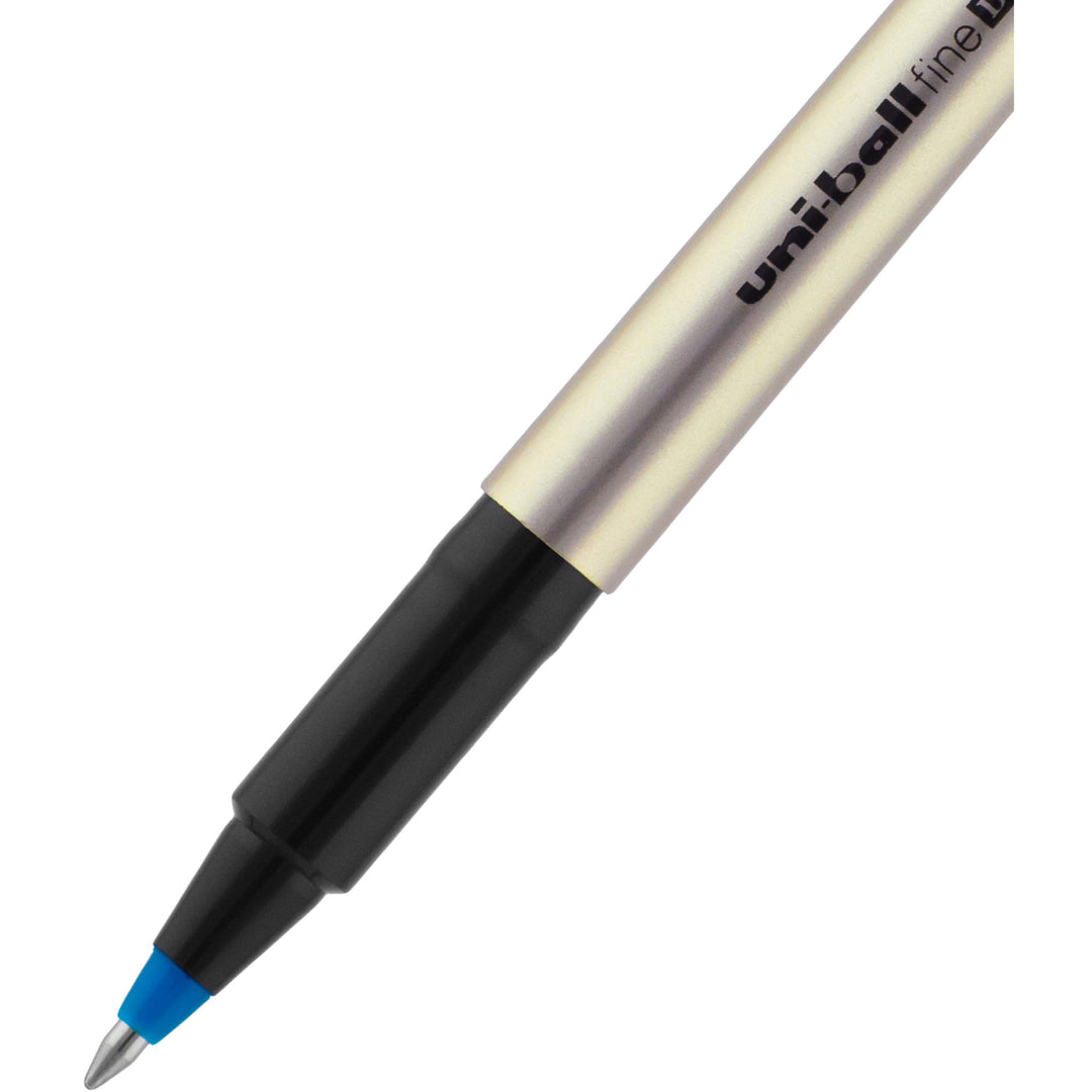 Image of uniball® Deluxe Rollerball Pen, Stick, Fine 0.7 mm, Blue Ink, Champagne/Black/Blue Barrel, Dozen