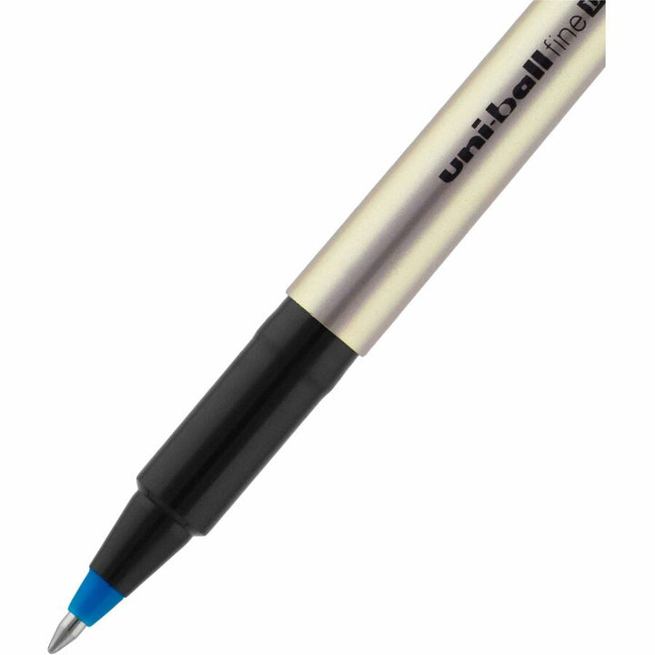 Image of uniball® Deluxe Rollerball Pen, Stick, Fine 0.7 mm, Blue Ink, Champagne/Black/Blue Barrel, Dozen