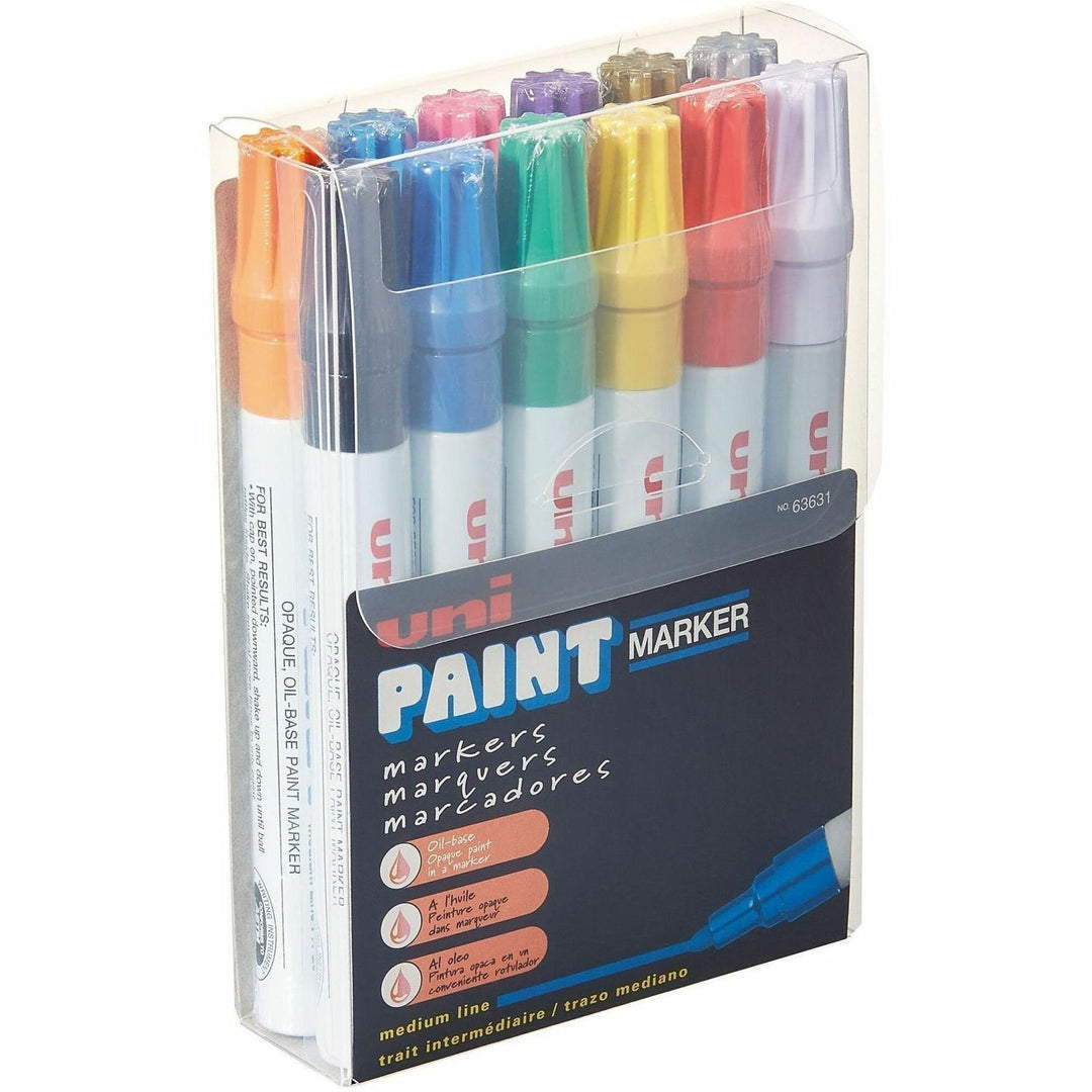 Image of uni®-Paint Permanent Marker, Medium Bullet Tip, Assorted Colors, 12/set