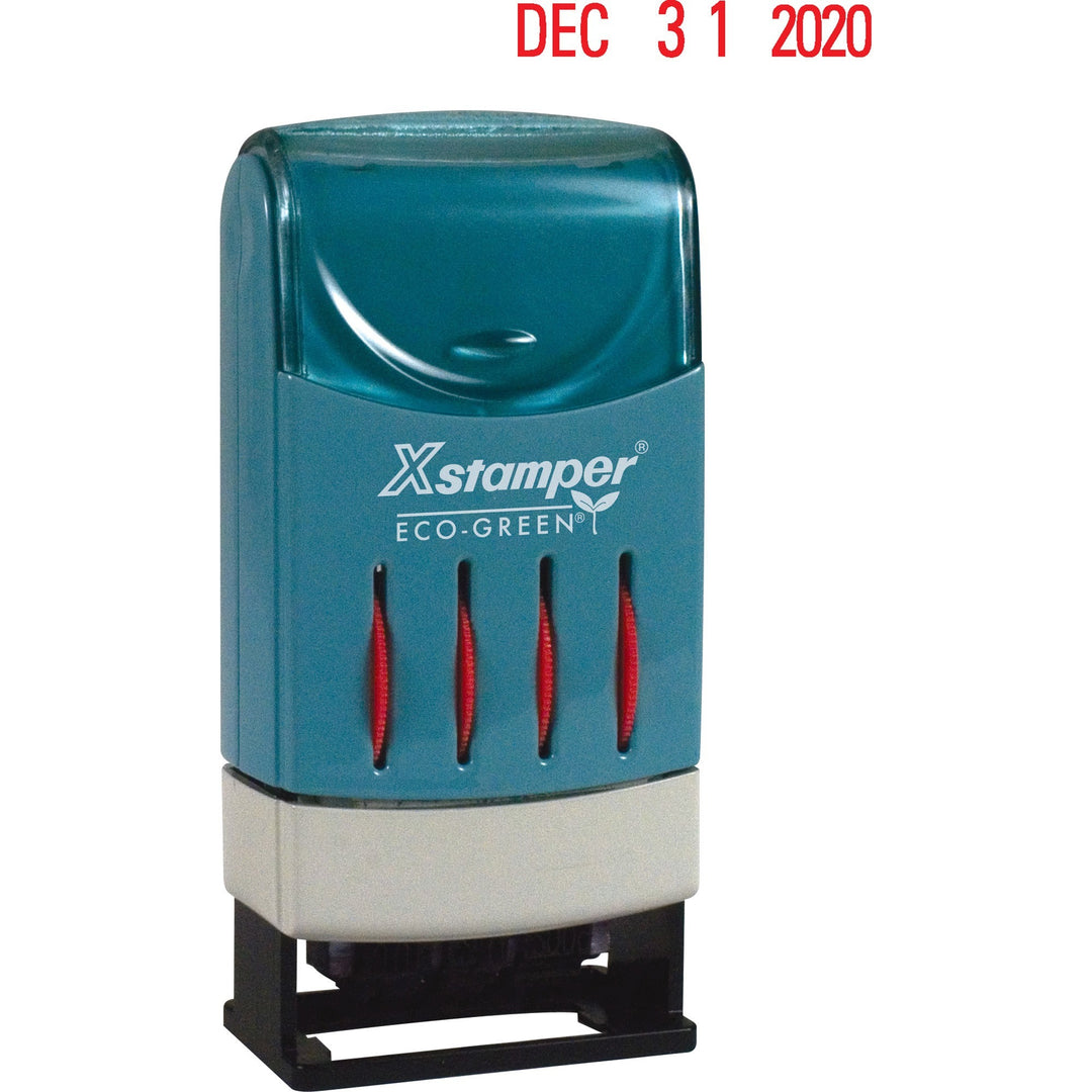 Image of Xstamper® ECO-GREEN Versadater Line Dater, Message Dater, 1 X 0.16, Pre-Inked, Red