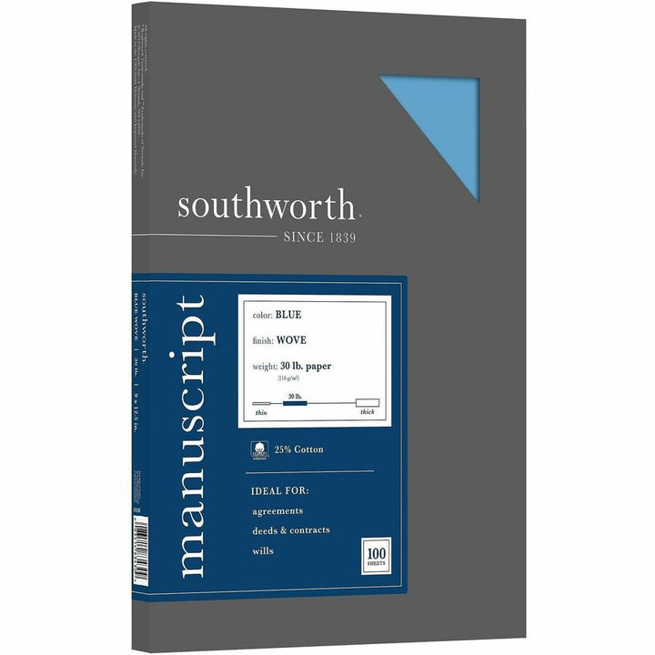 Image of Southworth 41SM Manuscript Covers, For 12 1/2" x 9" Sheet, Blue, 100 / Box
