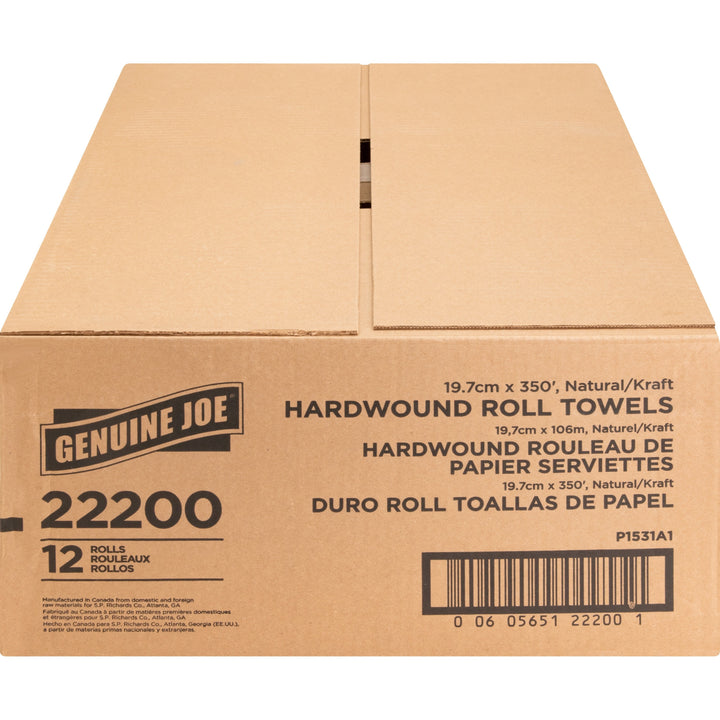 Image of Genuine Joe Hardwound Roll Towels,2"Core, 7-7/8"x350', 12Rolls/CT,NL