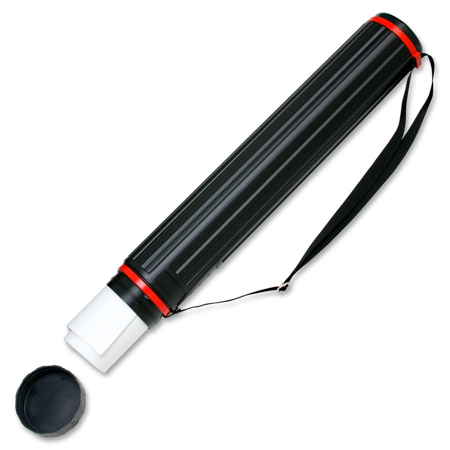 Image of Chartpak® Telescoping Document Tube,w/Strap,26" to 43-3/8"L,3-1/2"D,BK