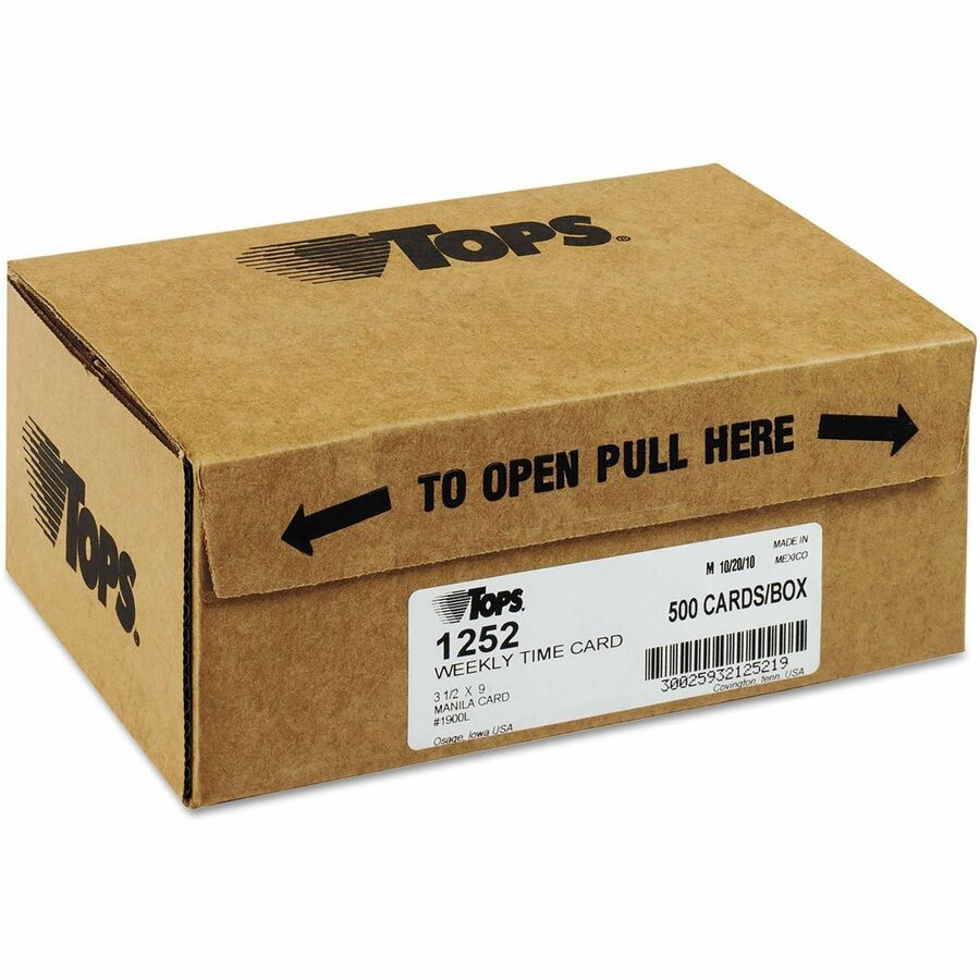 Image of TOPS Time Clock Cards, Replacement For 1900l, One Side, 3.5 X 9, 500/box
