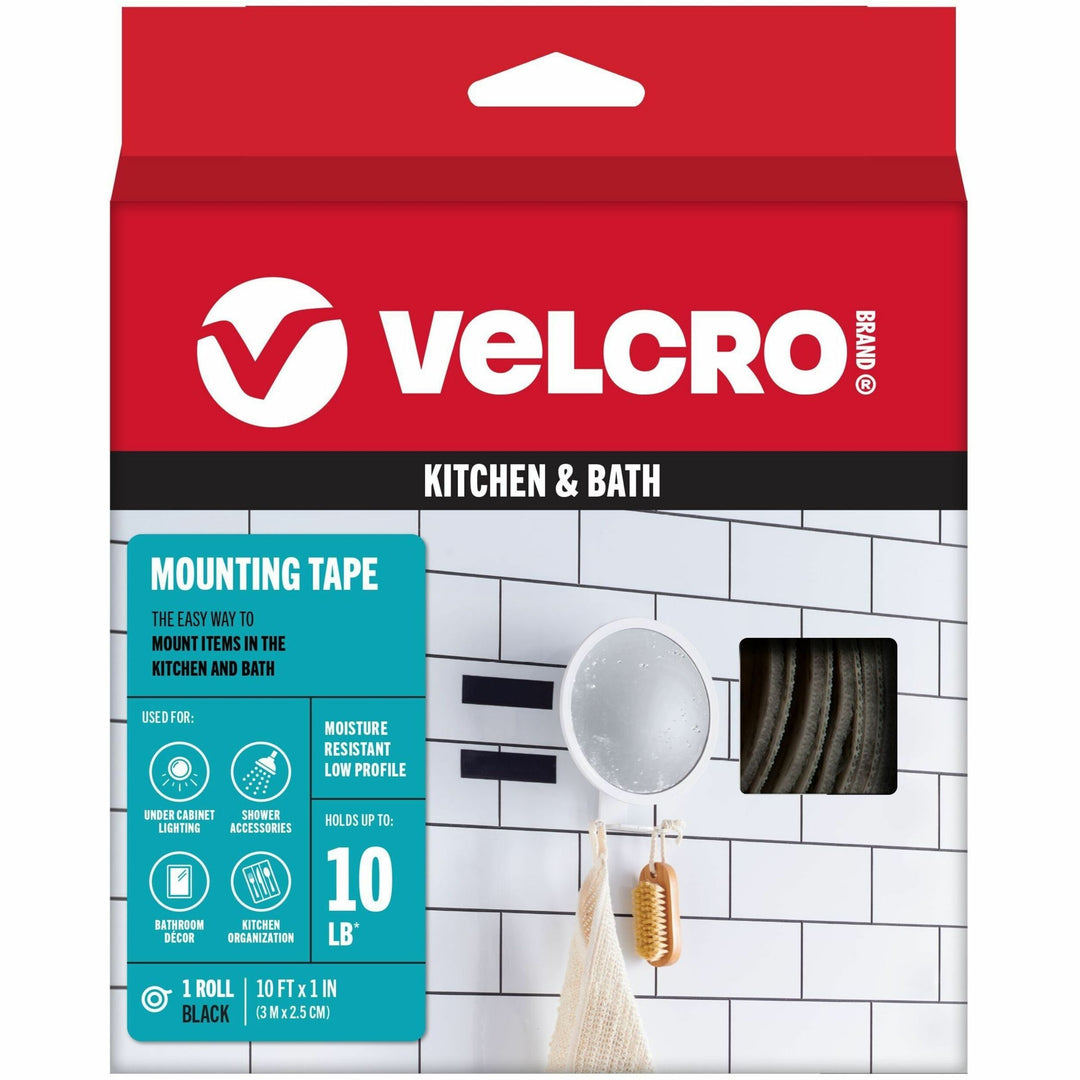 Image of VELCRO® Brand Low-Profile Industrial-Strength Heavy-Duty Fasteners, 1" X 10 Ft, Black