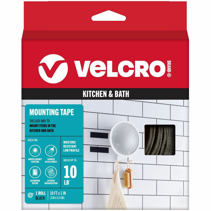 Image of VELCRO® Brand Low-Profile Industrial-Strength Heavy-Duty Fasteners, 1" X 10 Ft, Black