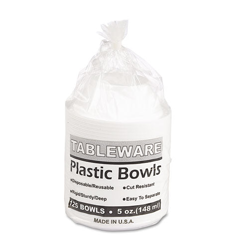 Image of Tablemate® 5244WH Plastic Dinnerware, Bowl, 5 oz, White, 125/Pack