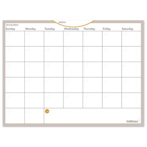 Image of AT-A-GLANCEÂ® Wallmates Self-Adhesive Dry Erase Monthly Planning Surfaces, 24 X 18, White/gray/orange Sheets, Undated