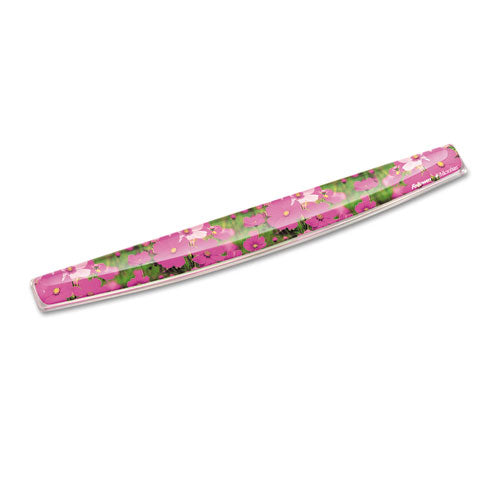 Image of Fellowes® 9179101 Photo Gel Keyboard Wrist Rest with Microban Protection, 18.56 x 2.31, Pink Flowers Design