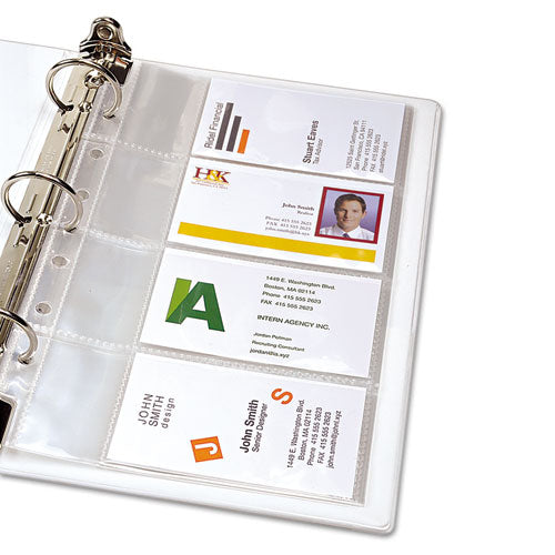 Image of Avery® 76025 Business Card Binder Pages, For 2 X 3.5 Cards, Clear, 8 Cards/sheet, 5 Pages/pack