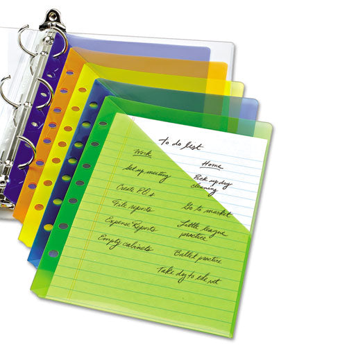 Image of Avery® 75307 Small Binder Pockets, Standard, 7-Hole Punched, Assorted, 9.25 x 5.5, 5/Pack