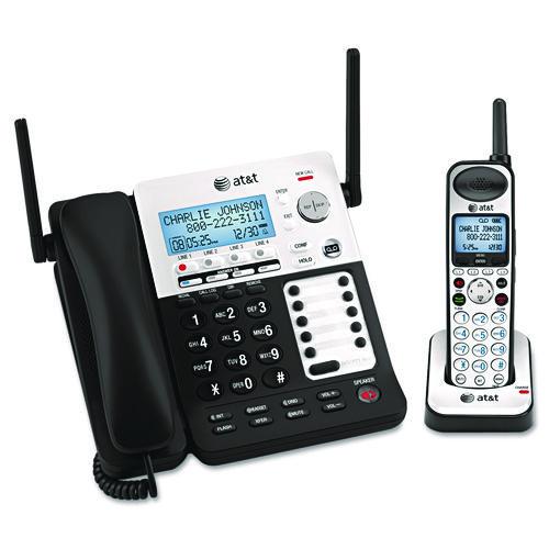 Image of AT&T® SB67138 SB67138 DECT 6.0 Phone/Answering System, 4 Line, 1 Corded/1 Cordless Handset, Silver/Black