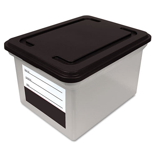 Image of Innovative Storage Designs File Tote With Contents Label, Letter/legal Files, 17.75" X 14" X 10.25", Clear/black