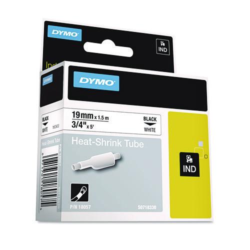 Image of DYMO® 18057 Rhino Heat Shrink Tubes Industrial Label Tape, 0.75" X 5 Ft, White/black Print