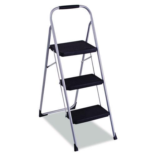 Image of Cosco® 11408PBL1E 3-Step Big Step Folding Stool, 200 lb Capacity, 17.75 x 28 x 45.63, Light Gray