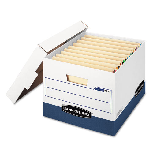 Image of Bankers Box® 00709 Stor/file End Tab Storage Boxes, Letter/legal Files, White/blue, 12/carton