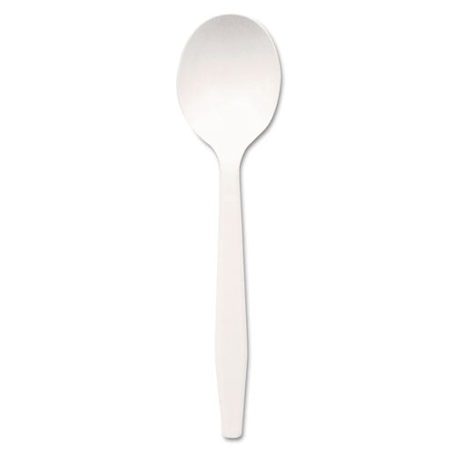Image of Dixie® PSM21 Plastic Cutlery, Mediumweight Soup Spoon, White, 1,000/Carton