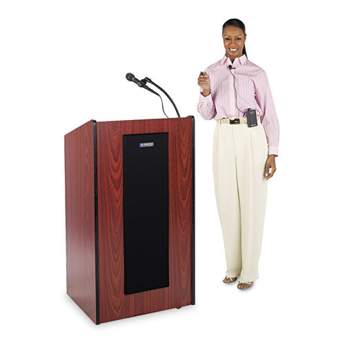 Image of AmpliVox® SW450-MH Presidential Plus Wireless Lectern, 50 W, 25.5 X 20.5 X 46.5, Mahogany