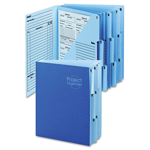 Image of Smead 89200 10-Pocket Project Organizer with Indexed Tabs (1-10), 10 Sections, Unpunched, 1/3-Cut Tabs, Letter Size, Lake Blue/Navy Blue
