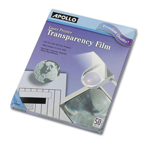 Image of Apollo® VCG7060E-A Laser Transparency Film, 8.5 X 11, Black On Clear, 50/box