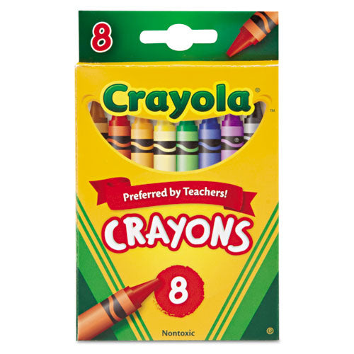 Image of Crayola® 523008 Classic Color Crayons, Peggable Retail Packaging, Regular Size, 0.31" x 3.63", 8 Assorted Colors, 8/Pack