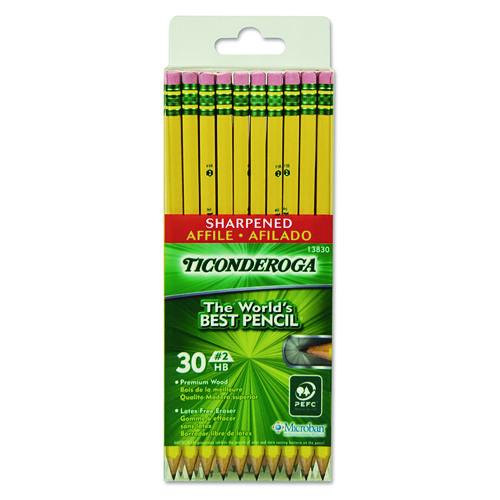 Image of Ticonderoga® X13830 Pre-Sharpened Pencil, Hb (#2), Black Lead, Yellow Barrel, 30/pack