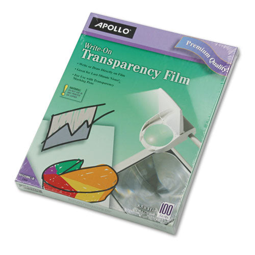 Image of Apollo® VWO100C-BE-A Write-On Transparency Film, 8.5 X 11, 100/box