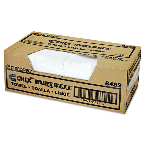 Image of Chicopee® 8482 Durawipe Shop Towels, 17 X 17, Z Fold, White, 100/carton