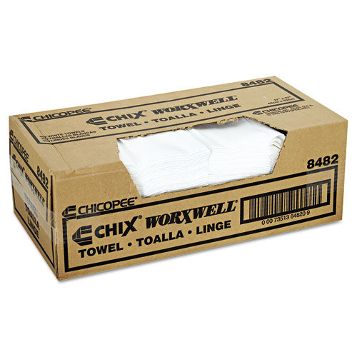 Image of Chicopee® 8482 Durawipe Shop Towels, 17 X 17, Z Fold, White, 100/carton