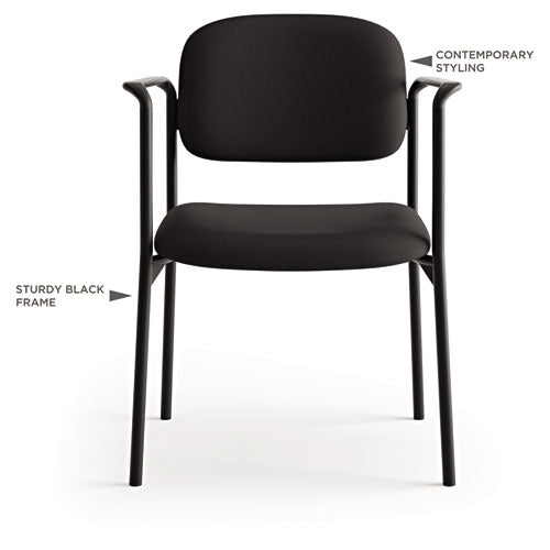 Image of HONÂ® VL616 Stacking Guest Chair with Arms, Fabric Upholstery, 23.25" x 21" x 32.75", Charcoal Seat, Charcoal Back, Black Base