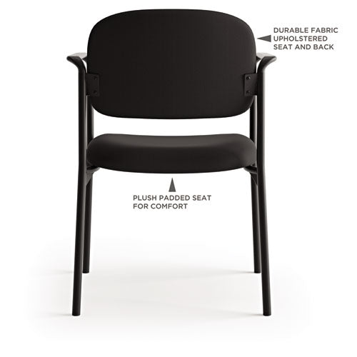 Image of HONÂ® VL616 Stacking Guest Chair with Arms, Fabric Upholstery, 23.25" x 21" x 32.75", Charcoal Seat, Charcoal Back, Black Base
