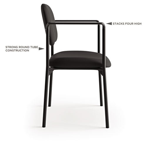 Image of HONÂ® VL616 Stacking Guest Chair with Arms, Fabric Upholstery, 23.25" x 21" x 32.75", Charcoal Seat, Charcoal Back, Black Base