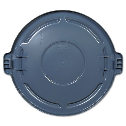 Image of Rubbermaid® Commercial FG264560GRAY BRUTE Self-Draining Flat Top Lids, 24.5" Diameter x 1.5h, Gray