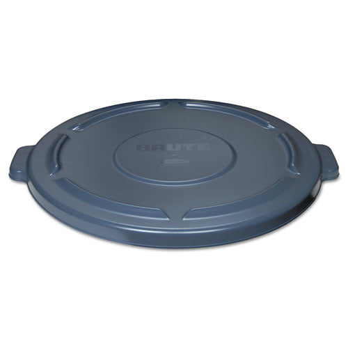Image of Rubbermaid® Commercial FG264560GRAY BRUTE Self-Draining Flat Top Lids, 24.5" Diameter x 1.5h, Gray