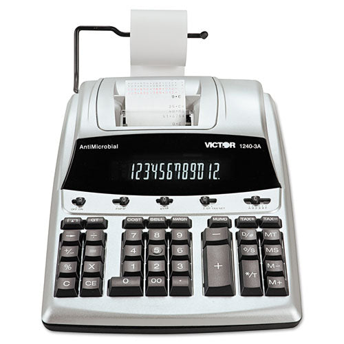 Image of Victor® 1240-3A 1240-3a Antimicrobial Printing Calculator, Black/red Print, 4.5 Lines/sec