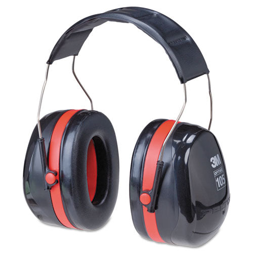 Image of 3M H10A PELTOR OPTIME 105 High Performance Earmuffs, 30 dB NRR, Black/Red