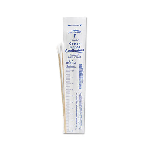 Image of Medline MDS202000 Cotton-Tipped Applicators, 6", 100 Applicators/box