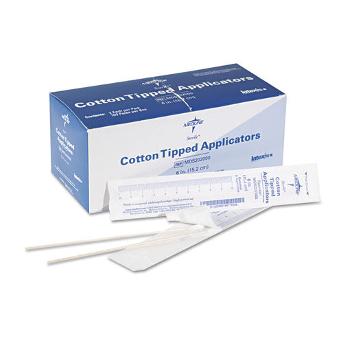 Image of Medline MDS202000 Cotton-Tipped Applicators, 6", 100 Applicators/box