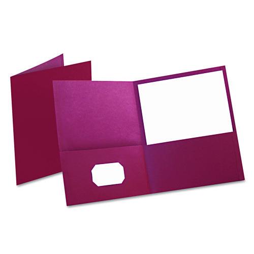 Image of Oxford 57557 Twin-Pocket Folder, Accommodates (100) 11 x 8.5 Sheets, Burgundy, 25/Box