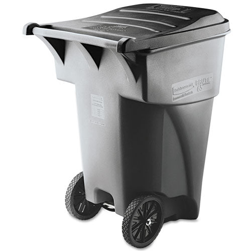 Image of Rubbermaid® Commercial FG9W2200GRAY Brute Roll-Out Heavy-Duty Container, 95 gal, Polyethylene, Gray