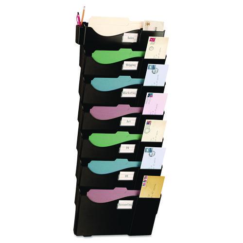Image of Officemate Grande Central Filing System, 7 Sections, Legal/Letter Size, 16.63" x 4.75" x 38.25", Black, 7/Pack