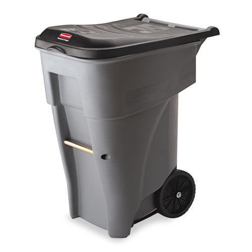 Image of Rubbermaid® Commercial FG9W2100GRAY Brute Roll-Out Heavy-Duty Container, 65 gal, Polyethylene, Gray