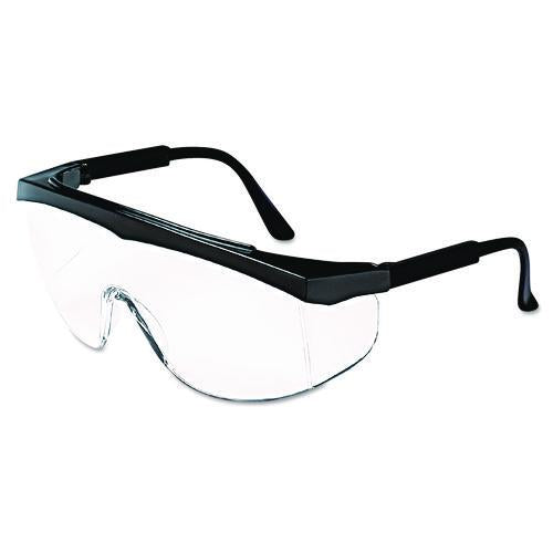 Image of MCR Safety SS110 Stratos Safety Glasses, Black Half Frame OTG, Clear Single Lens