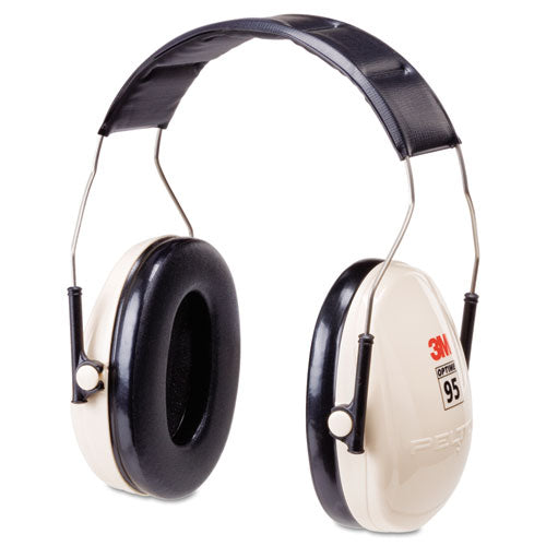 Image of 3M H6F/V PELTOR OPTIME 95 Low-Profile Folding Earmuffs, 21 dB NRR, White/Black