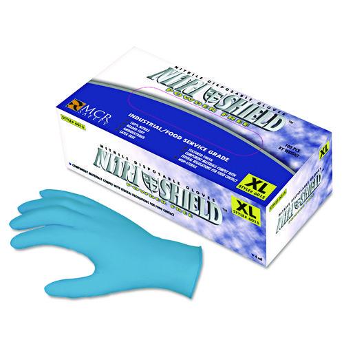 Image of MCR Safety 6015L Disposable Nitrile Gloves, Powder-Free, Large, 4 mil Thick, Blue, 100/Box