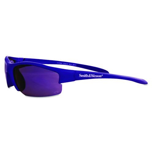 Image of Smith & Wesson® 21301 Equalizer Safety Eyewear, Blue Half Frame, Mirrored Blue Dual Lens