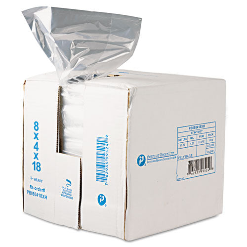 Image of Inteplast Group PB080418R Food Bags, 2 gal, 8" x 4" x 18", Clear, 1,000/Carton