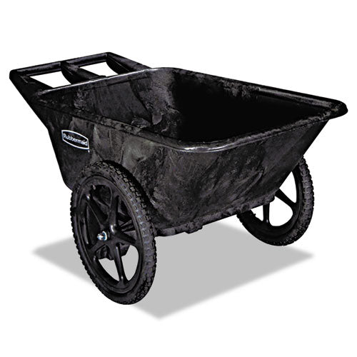 Image of Rubbermaid® Commercial FG564200BLA Big Wheel Agriculture Wheelbarrow, 300 lb Capacity, 32.75" x 58" x 28.25", Black
