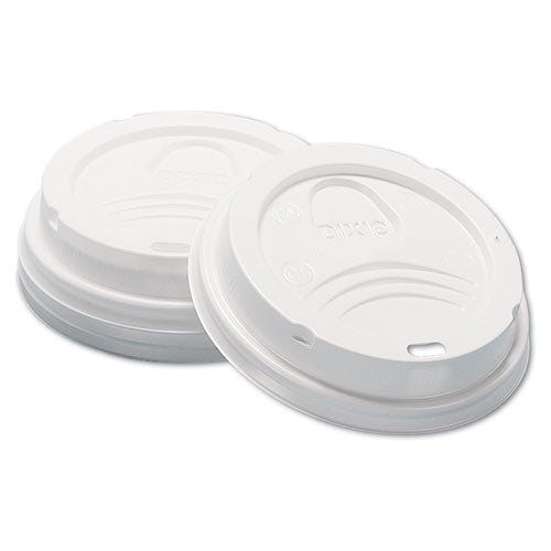 Image of Dixie® D9538 Dome Hot Drink Lids, WiseSize, Fits 8 oz Hot Cups, Plastic, White, 100/Sleeve, 10 Sleeves/Carton